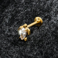 Piercing Labret Titânio Tartaruga Com Zircônia Cravejada