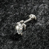 Piercing Labret Titânio Tartaruga Com Zircônia Cravejada