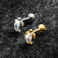 Piercing Labret Titânio Tartaruga Com Zircônia Cravejada