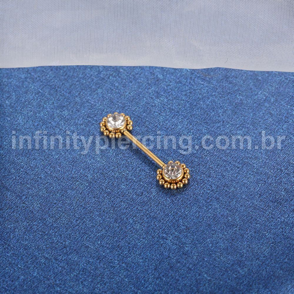Piercing Mamilo Titânio Push Pin Indiano Zircônia