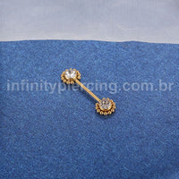 Piercing Mamilo Titânio Push Pin Indiano Zircônia
