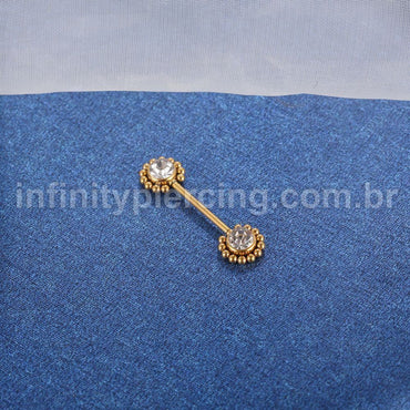 Piercing Mamilo Titânio Push Pin Indiano Zircônia