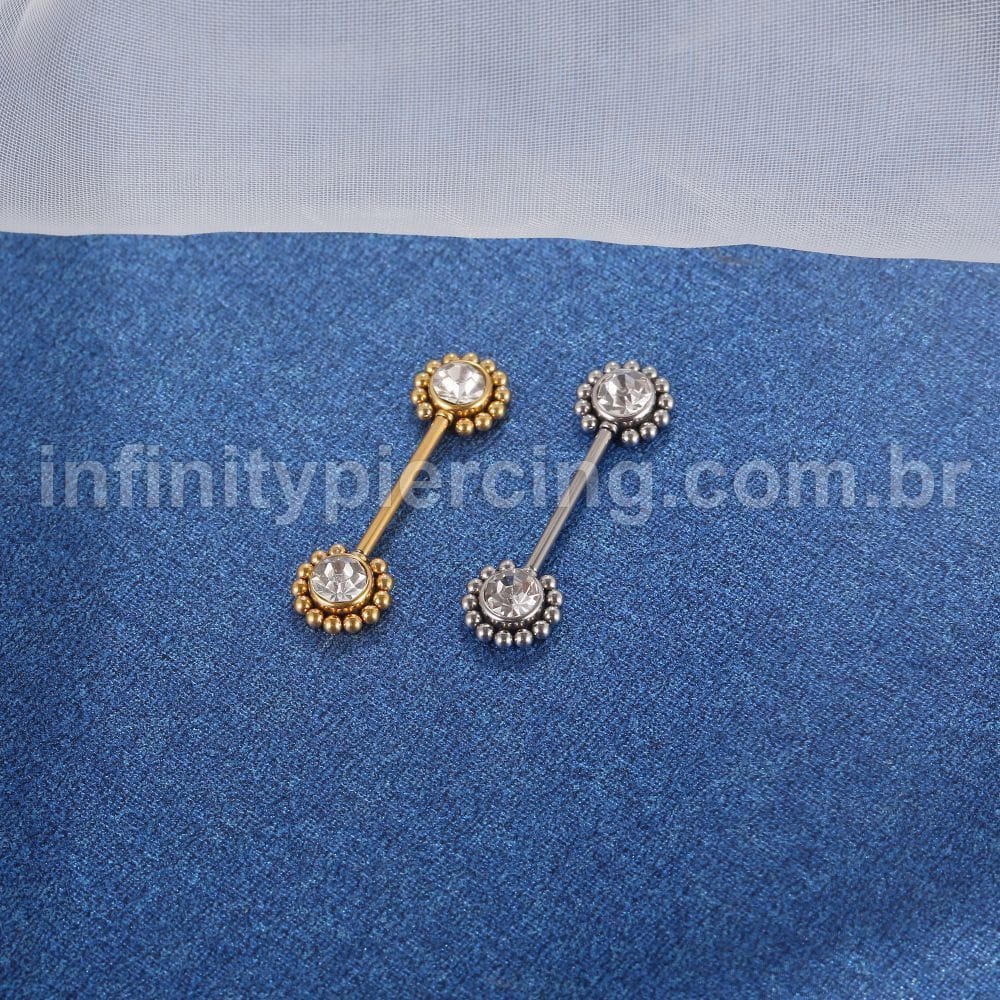 Piercing Mamilo Titânio Push Pin Indiano Zircônia