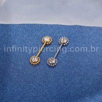 Piercing Mamilo Titânio Push Pin Indiano Zircônia