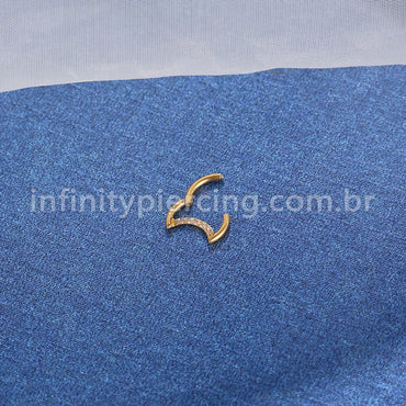 Piercing Segmento Articulado Lua Zircônia Cravejada