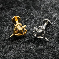 Piercing Labret Titânio Coração Com Estrela De 4 Pontas