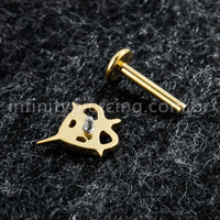 Piercing Labret Titânio Coração Com Estrela De 4 Pontas