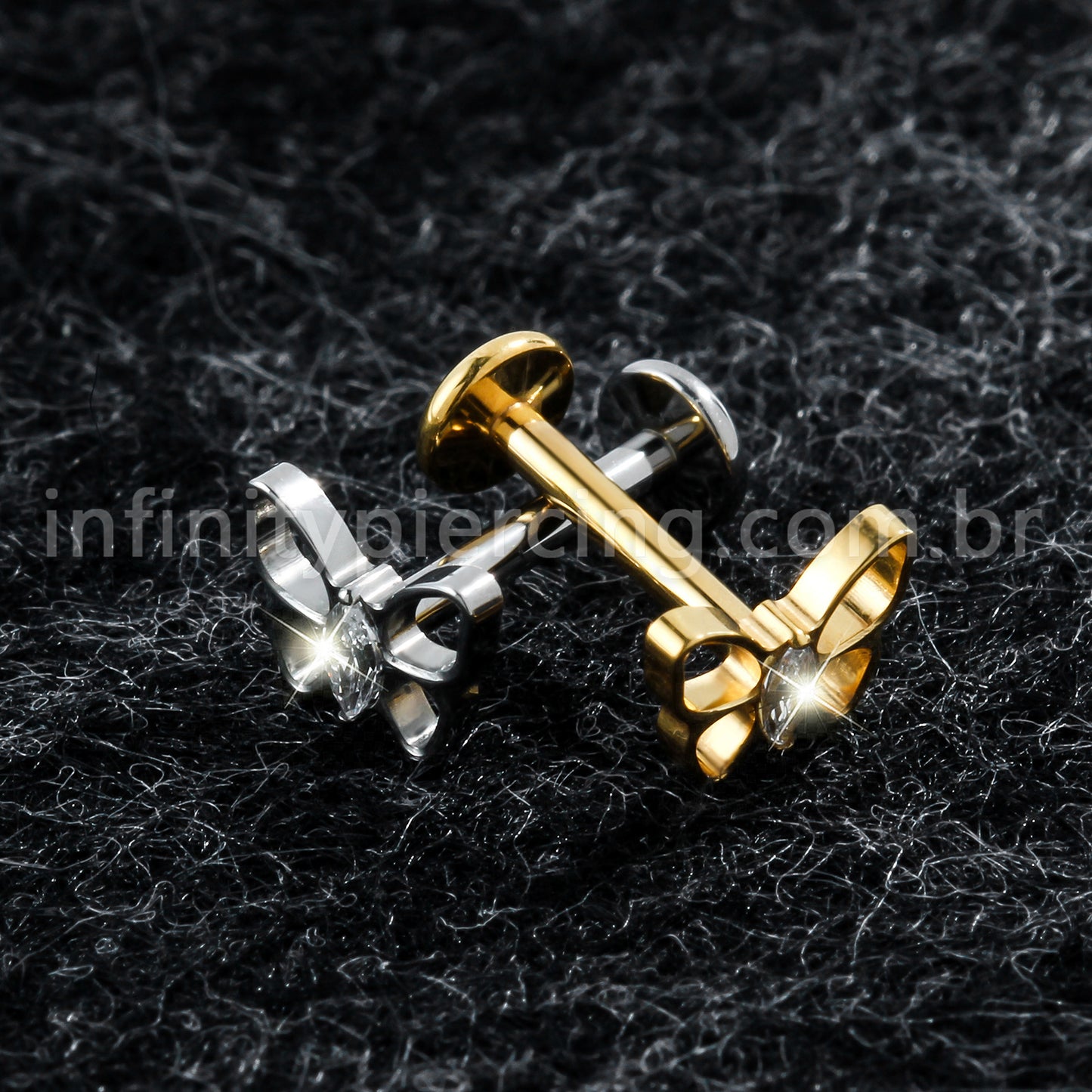 Piercing Labret Titânio Borboleta