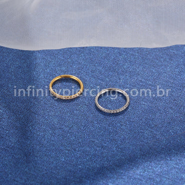 Piercing Argola Segmento Articulado Aço Cirurgico Zircônia Cravejada Lateral