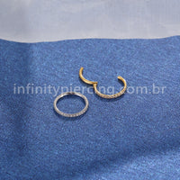 Piercing Argola Segmento Articulado Aço Cirurgico Zircônia Cravejada Lateral