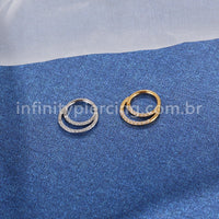 Piercing Argola Segmento Articulado Aço Cirúrgico Zircônia Cravejada Duplo