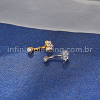 Piercing Banana Titânio Flor Zircônia
