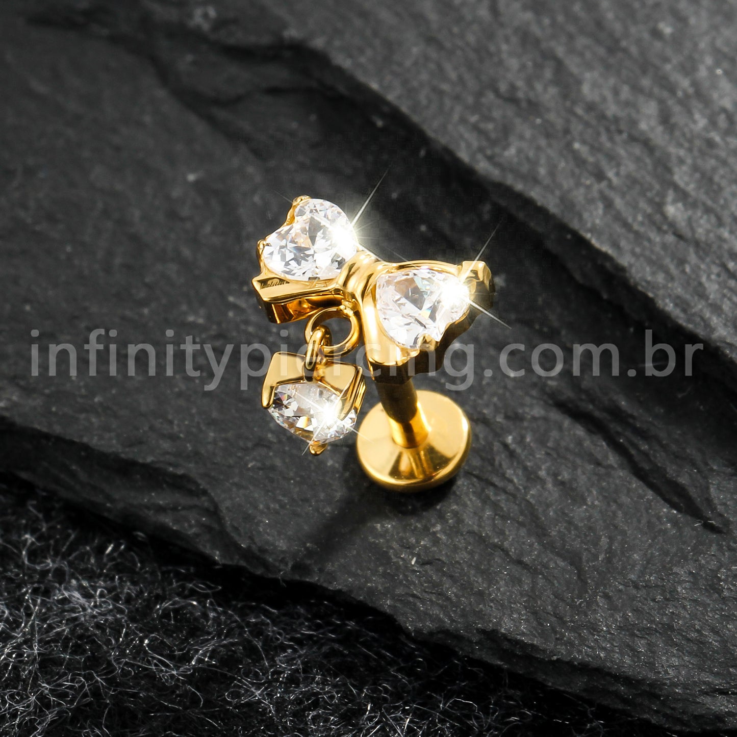 Piercing Labret Titânio Laço Com Zircônia Cravejada