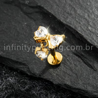 Piercing Labret Titânio Laço Com Zircônia Cravejada