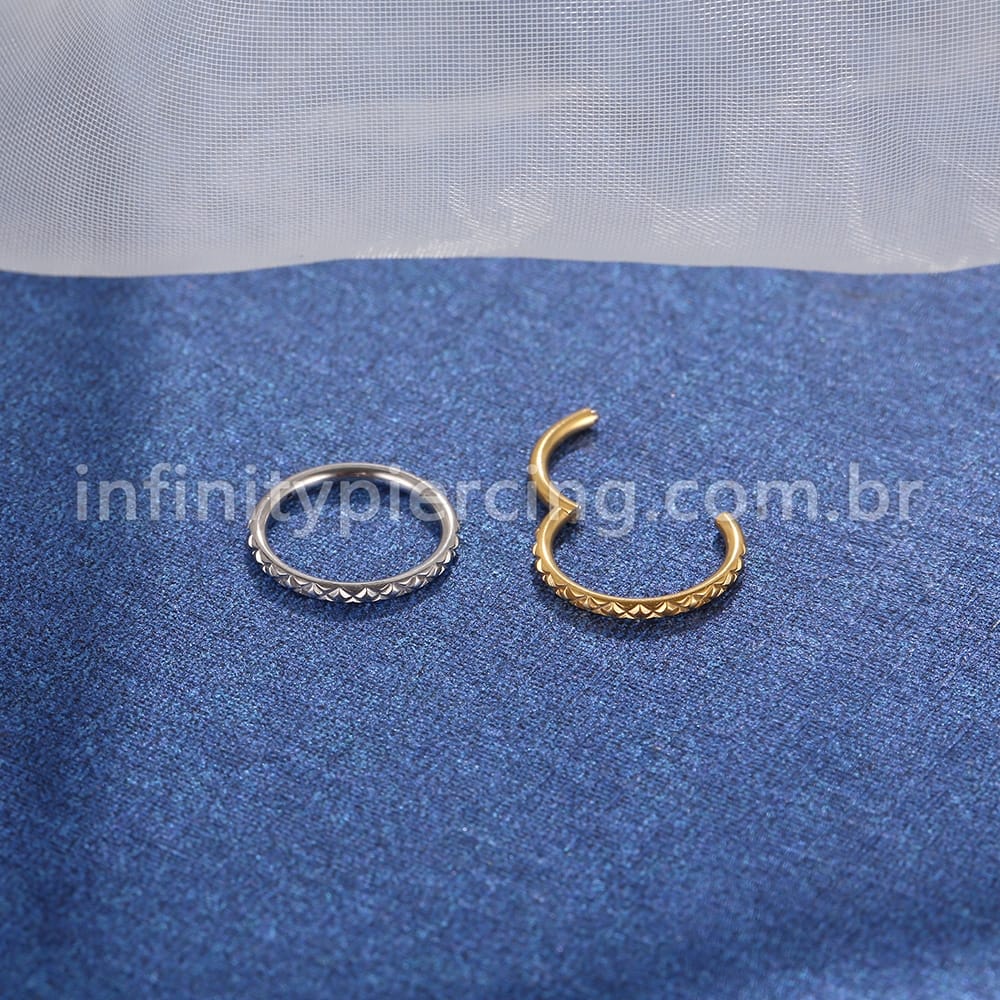 Piercing Argola Segmento Articulado Aço Cirúrgico Detalhado