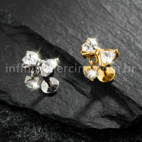 Piercing Labret Titânio Laço Com Zircônia Cravejada