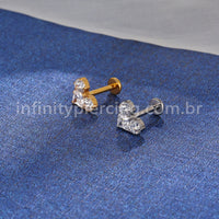 Piercing Labret Titânio Coração Zircônia Cravejada