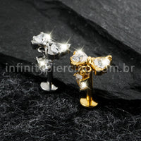 Piercing Labret Titânio Laço Com Zircônia Cravejada