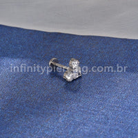Piercing Labret Titânio Coração Zircônia Cravejada
