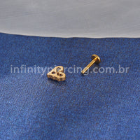 Piercing Labret Titânio Coração Zircônia Cravejada