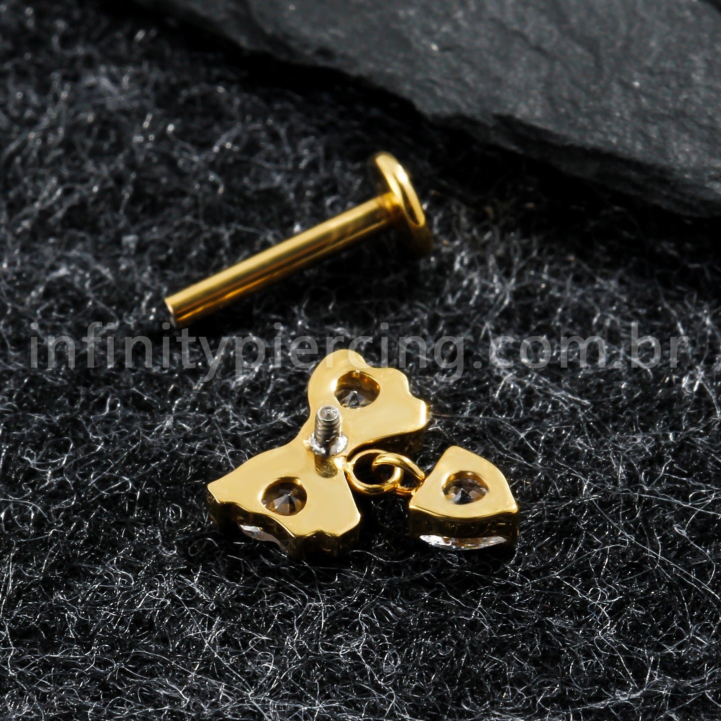 Piercing Labret Titânio Laço Com Zircônia Cravejada