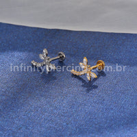 Piercing Labret Titânio Libélula  Zircônia Cravejada