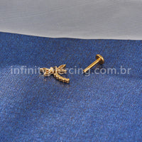 Piercing Labret Titânio Libélula  Zircônia Cravejada
