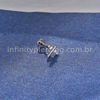 Piercing Labret Titânio Avião Zircônia Cravejada