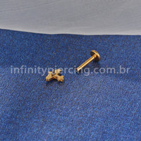 Piercing Labret Titânio Avião Zircônia Cravejada