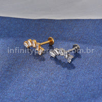 Piercing Labret Cluster Titânio Zircônia Retangular