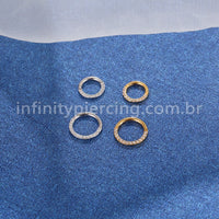 Piercing Argola Segmento Articulado Aço Cirurgico Pedras Frontal