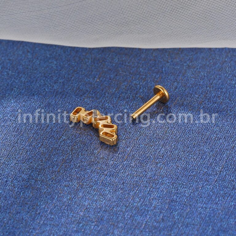 Piercing Labret Cluster Titânio Zircônia Retangular