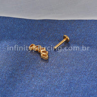 Piercing Labret Cluster Titânio Zircônia Retangular