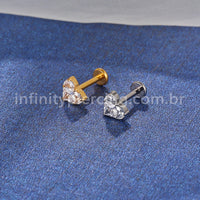 Piercing Labret Titânio Coração Zircônia