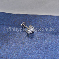 Piercing Labret Titânio Coração Zircônia
