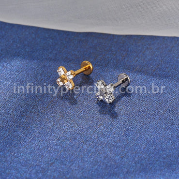 Piercing Labret Titânio X 4 Zircônias