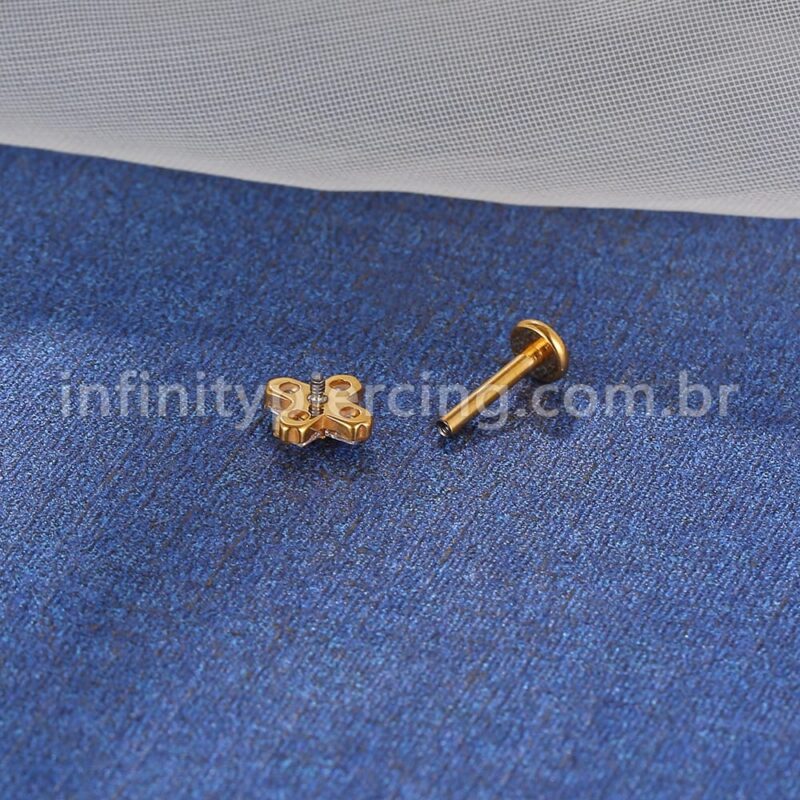 Piercing Labret Titânio X 4 Zircônias
