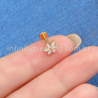 Piercing Labret Titânio Flor Zircônia Cravejada