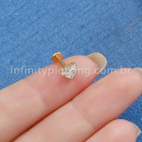 Piercing Labret Titânio Coração Zircônia Cravejada