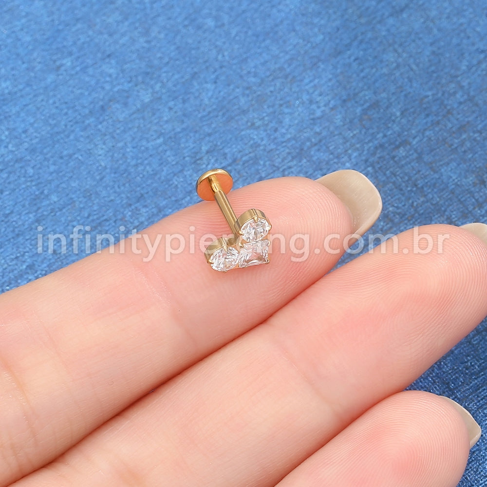 Piercing Labret Titânio Coração Zircônia
