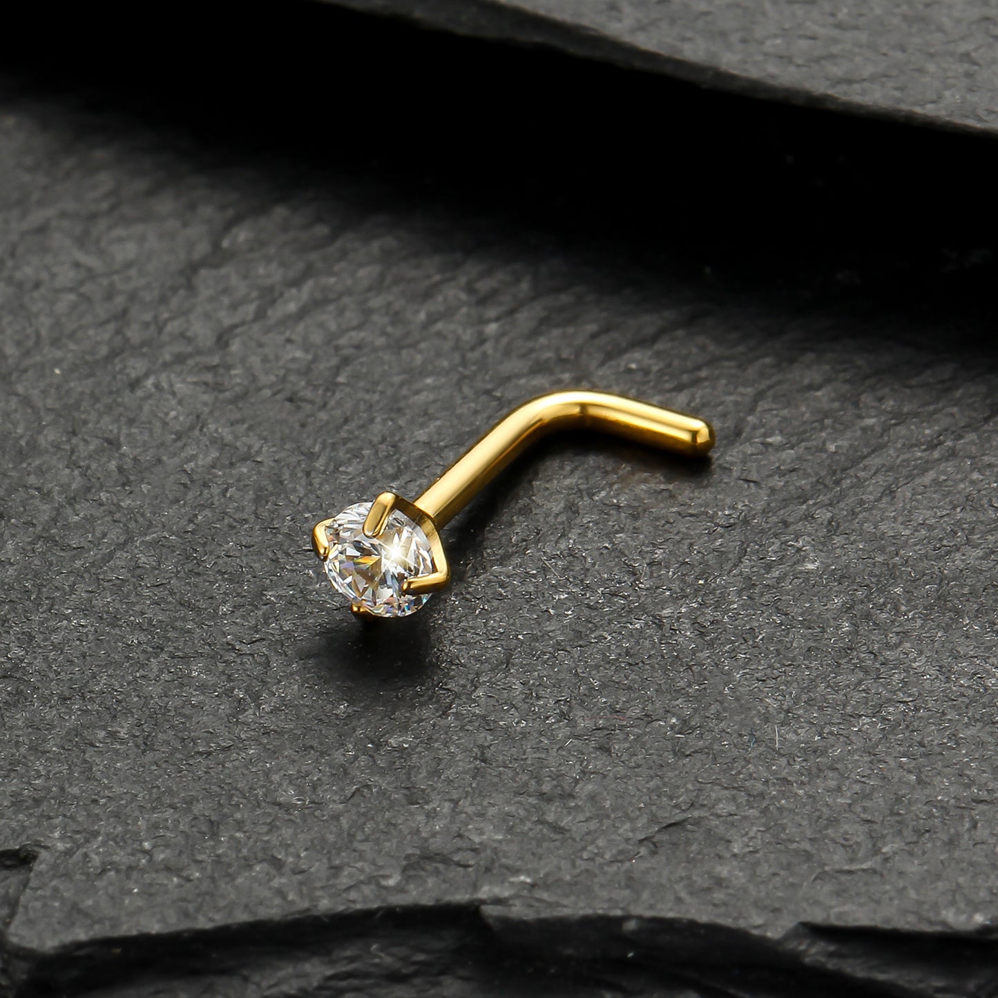 Piercing Nostril Curvo Titânio Zircônia Redonda 10153