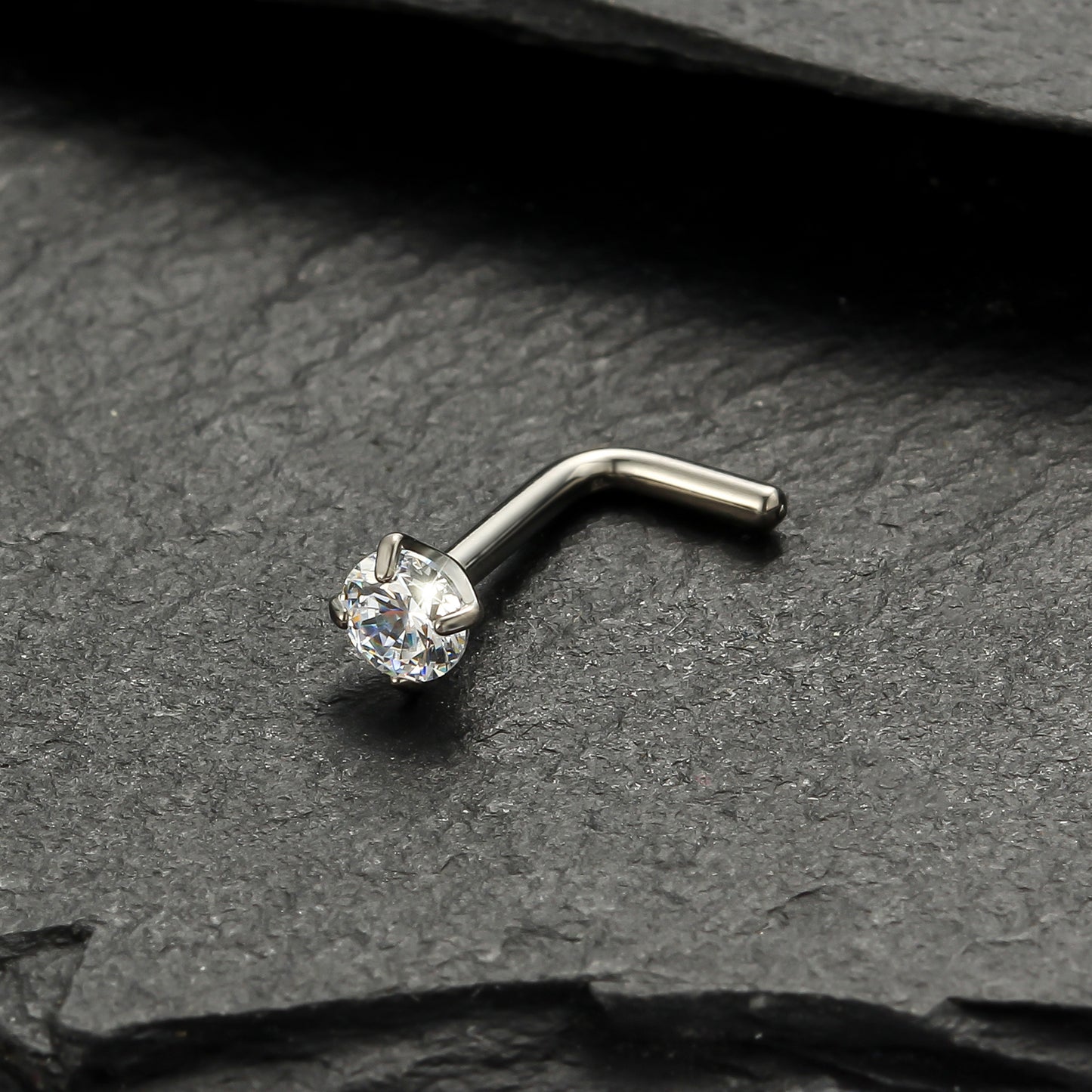 Piercing Nostril Curvo Titânio Zircônia Redonda 10153