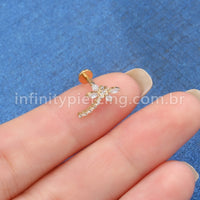 Piercing Labret Titânio Libélula  Zircônia Cravejada