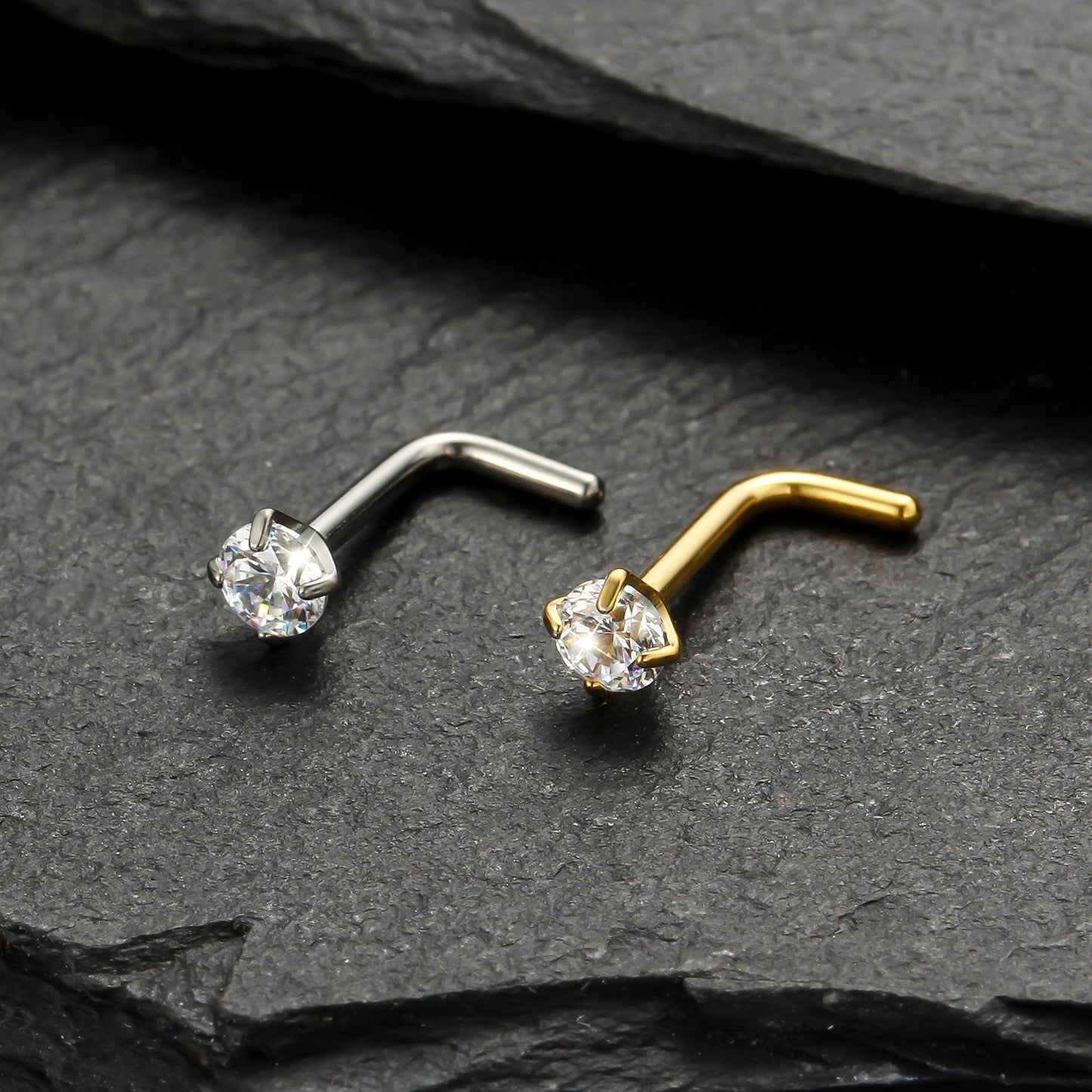 Piercing Nostril Curvo Titânio Zircônia Redonda 10153