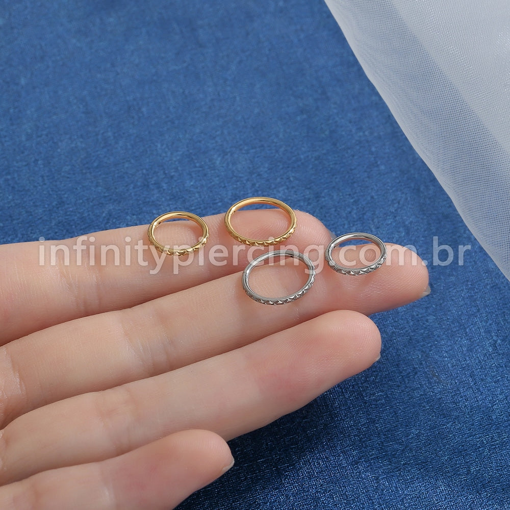 Piercing Argola Segmento Articulado Aço Cirúrgico Detalhado