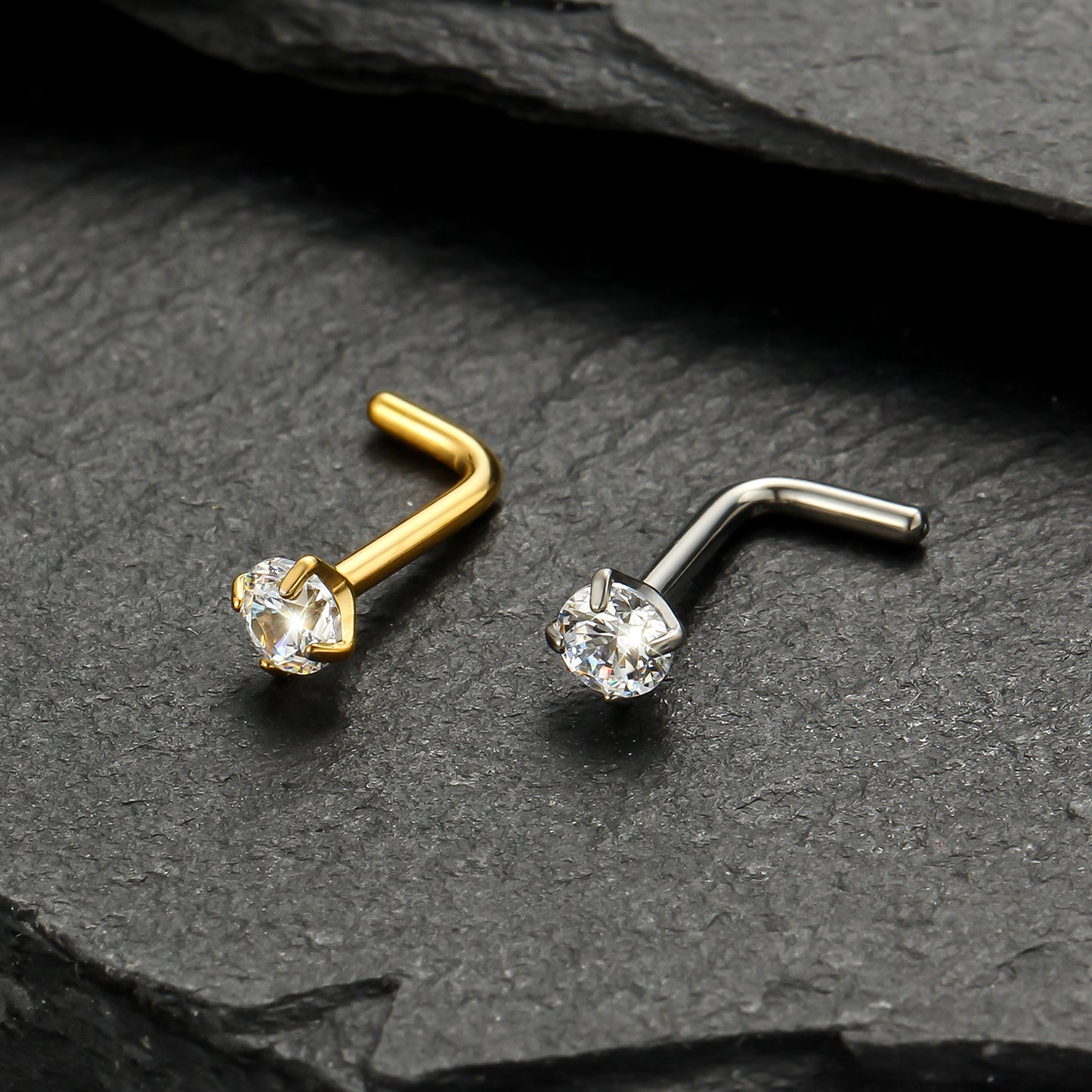 Piercing Nostril Curvo Titânio Zircônia Redonda 10153