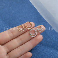 Piercing Argola Segmento Articulado Aço Cirúrgico Zircônia Cravejada Duplo