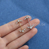 Piercing Mamilo Push Pin Aço Cirúrgico Indiano Zircônia