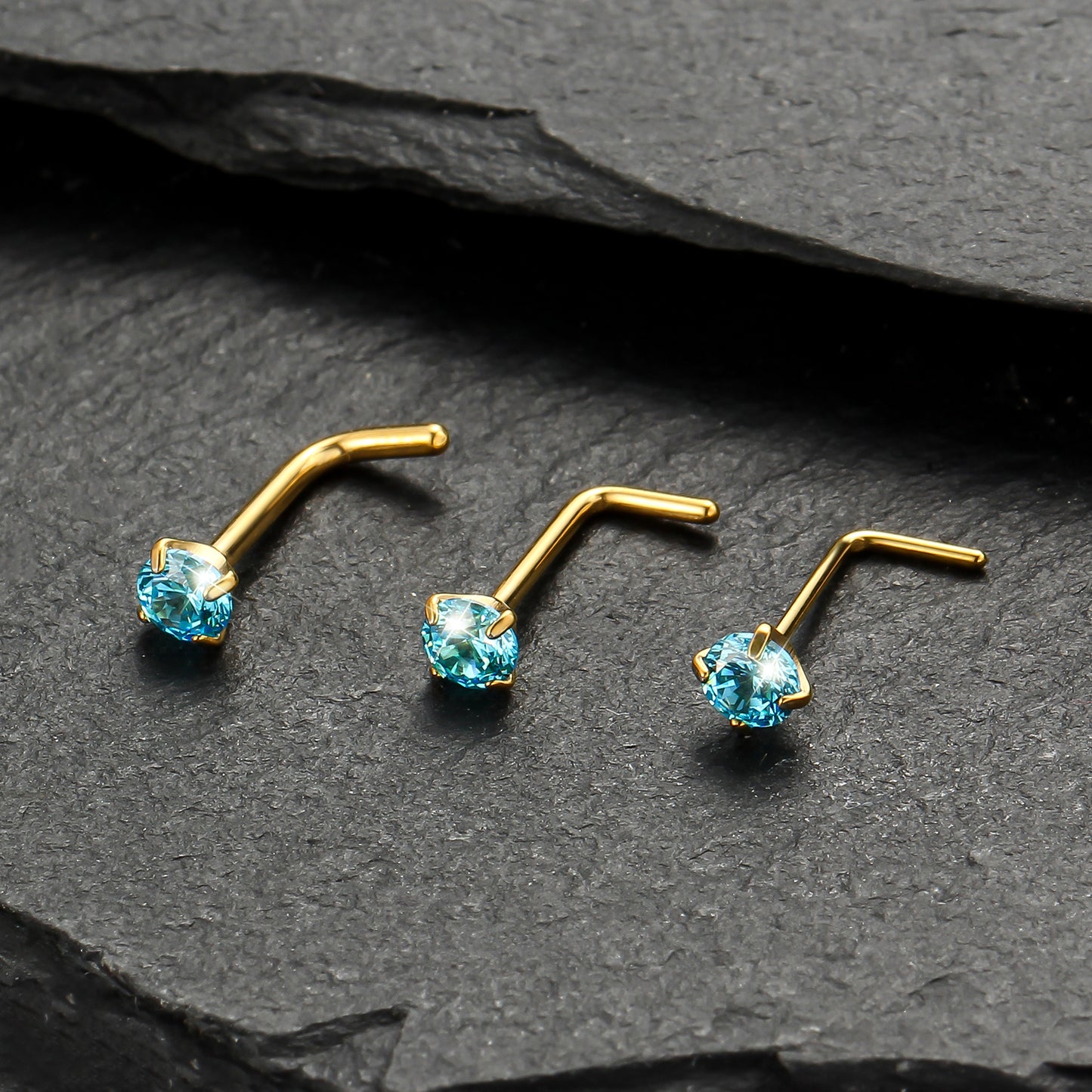 Piercing Nostril Curvo Titânio Zircônia Redonda 10153