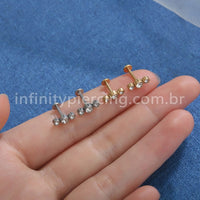 Piercing Labret Aço Cirúrgico Indiano Zircônia